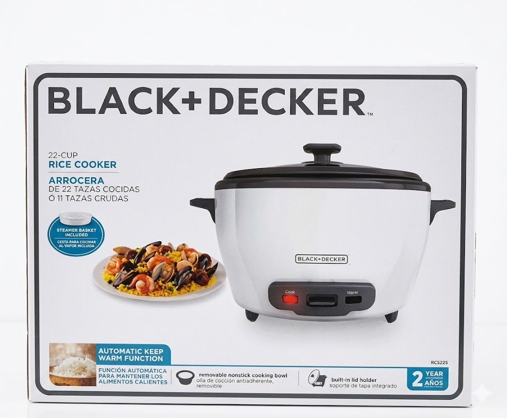 Arrocera y Vaporera BLACK+DECKER 22 Tazas (4L) - Antiadherente RC5225