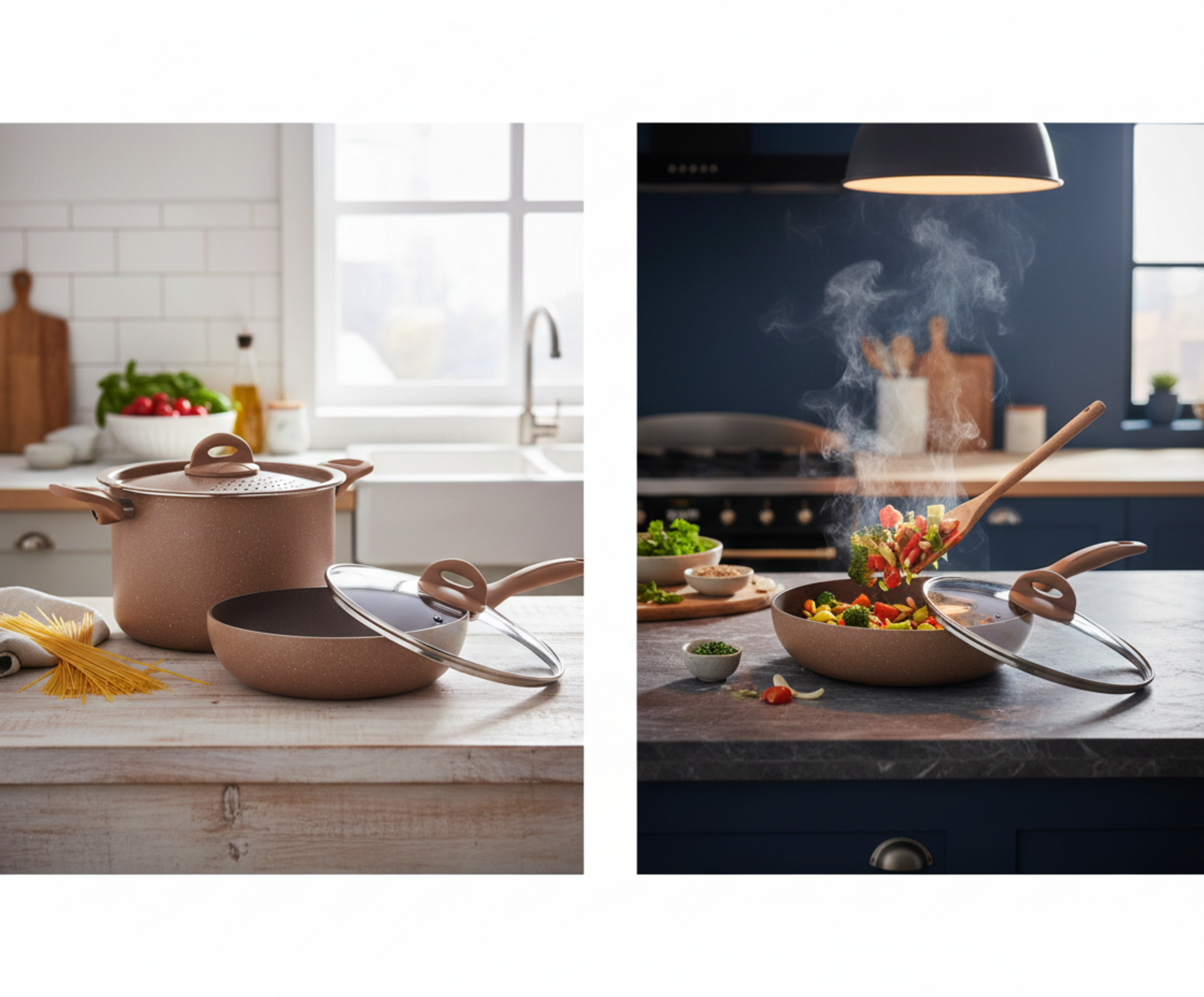 Espaguetera con Lock + Wok con Tapa de Vidrio Behome - Precio Especial
