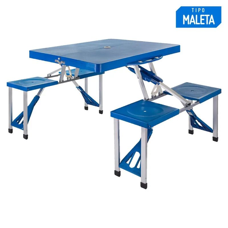 Mesa Plegable para Camping con 4 asientos tipo maleta - Portátil y resistente