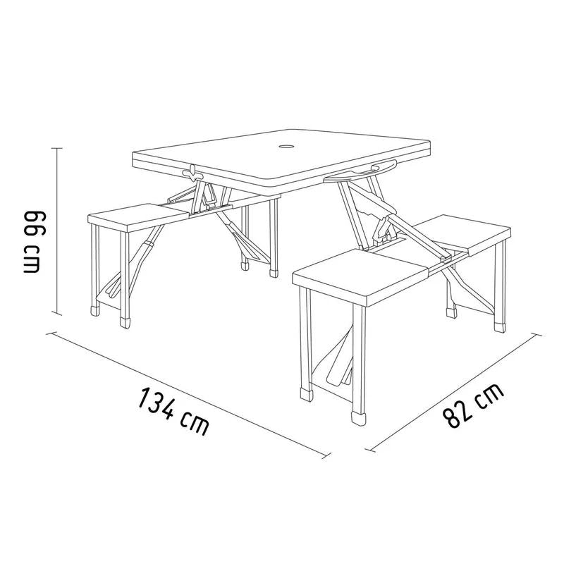 Mesa Plegable para Camping con 4 asientos tipo maleta - Portátil y resistente
