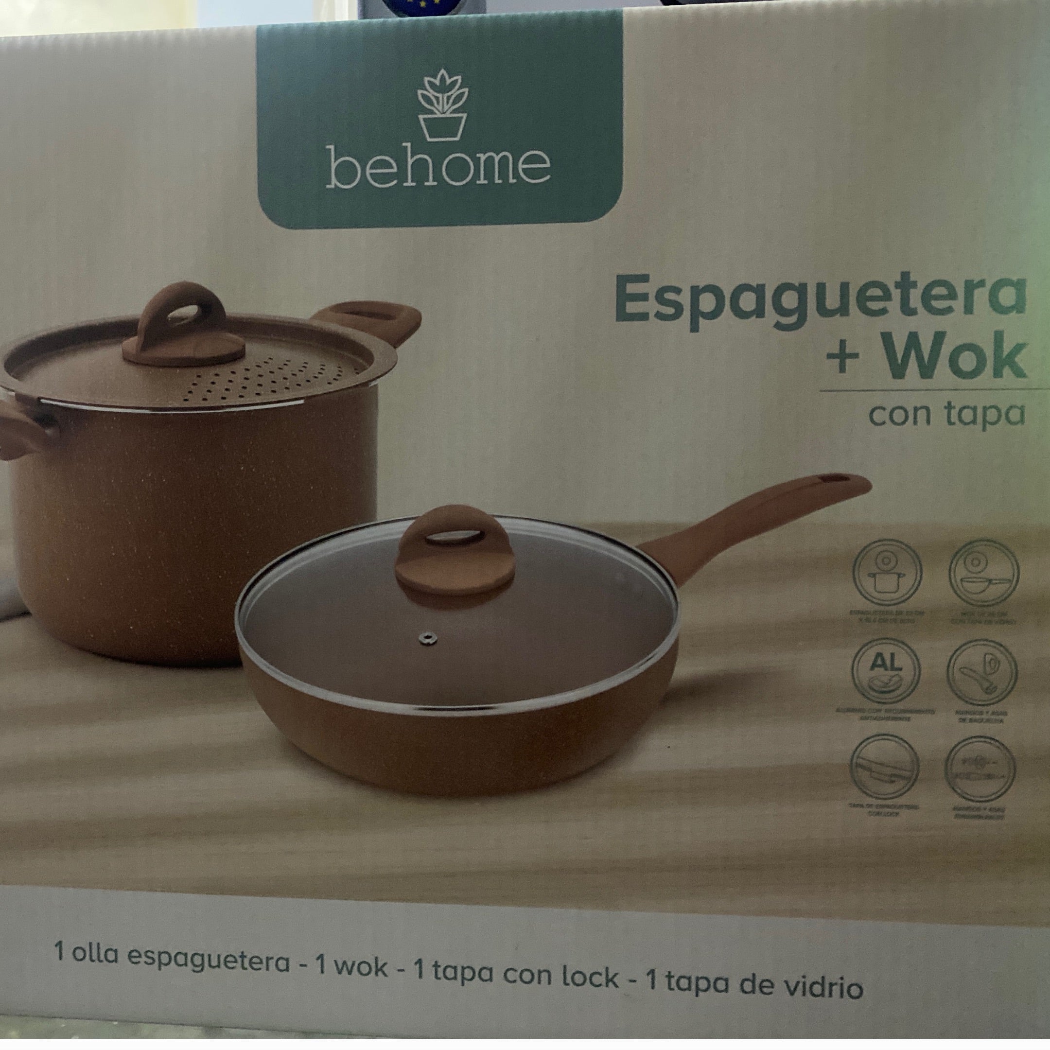 Espaguetera con Lock + Wok con Tapa de Vidrio Behome - Precio Especial