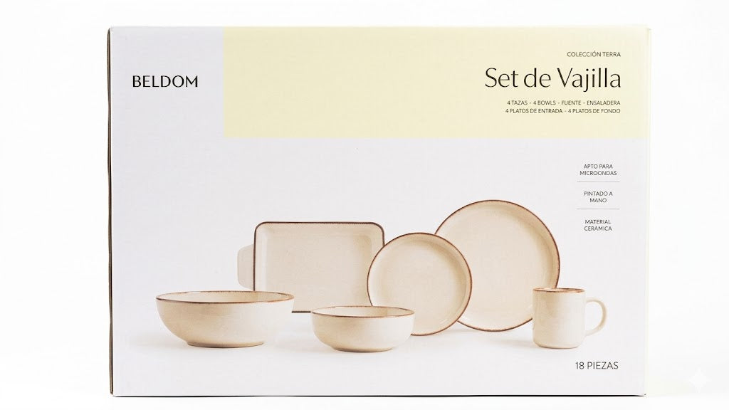 Vajilla Terra de 18 Piezas + Juego de Servicio: Elegancia para Cada Comida